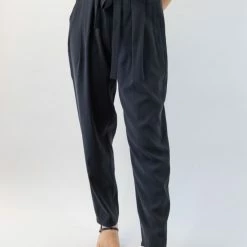 Among The Brave Spirited Black Tie Front Tapered Cupro Pant Fashion