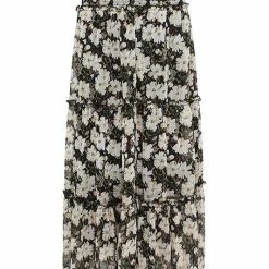 Ivy + Jack Rosie Ivory Gardenia Shirred Waist Tiered Skirt