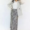 Ivy + Jack Stunning Mini Leopard Satin Side Split Bias Midi Skirt