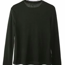 Ivy + Jack Faith Black Mesh LS Crew Top