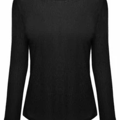 Ivy + Jack Faith Black Mesh LS Crew Top