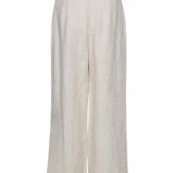 Among The Brave Fashion Freedom Natural Flat Front Deep Waistband Wide Leg Linen Pant