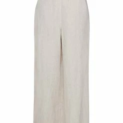 Among The Brave Fashion Freedom Natural Flat Front Deep Waistband Wide Leg Linen Pant