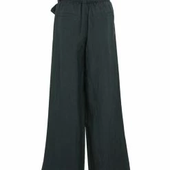 Among The Brave Galaxy Khaki Paper Bag Tie Waist Wide Leg Linen Pant Fashion