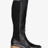 Minx Gemma Black Knee High Black Leather Boot With Stretch Suede