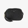 Peta + Jain Accessories Gracie Black Chevron Quilt Vegan Leather Gold Hardware Crossbody Bag
