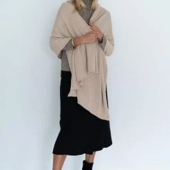 Humidity Lifestyle Wide Wrap Cotton Latte Scarf