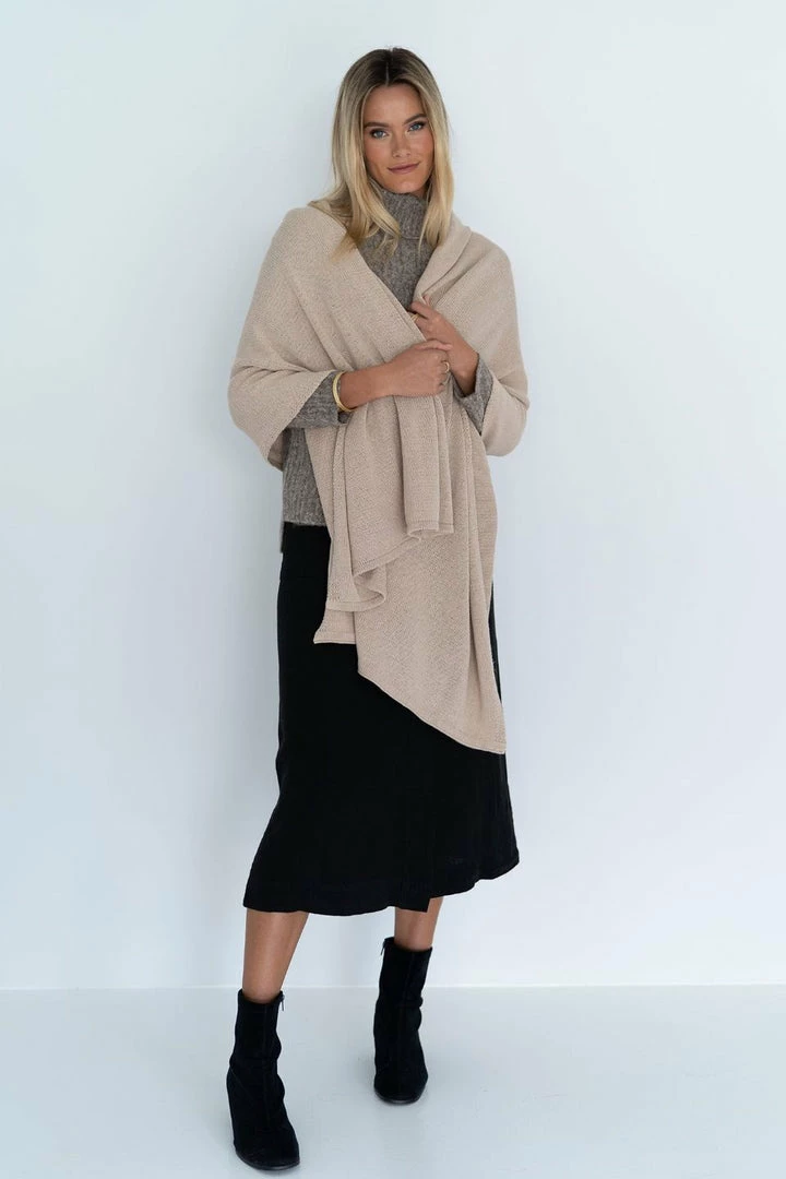 Humidity Lifestyle Wide Wrap Cotton Latte Scarf