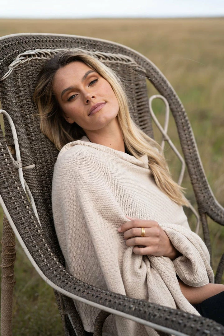 Humidity Lifestyle Wide Wrap Cotton Latte Scarf