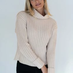 Humidity Lifestyle Fashion Keely Cotton Blend Roll Neck Stone Knit Jumper