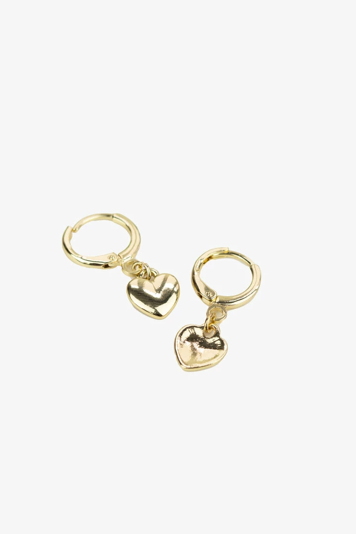 Flo Gives Back 15% To Women In Need Accessories Heart Gold Huggie Hoop Earrings