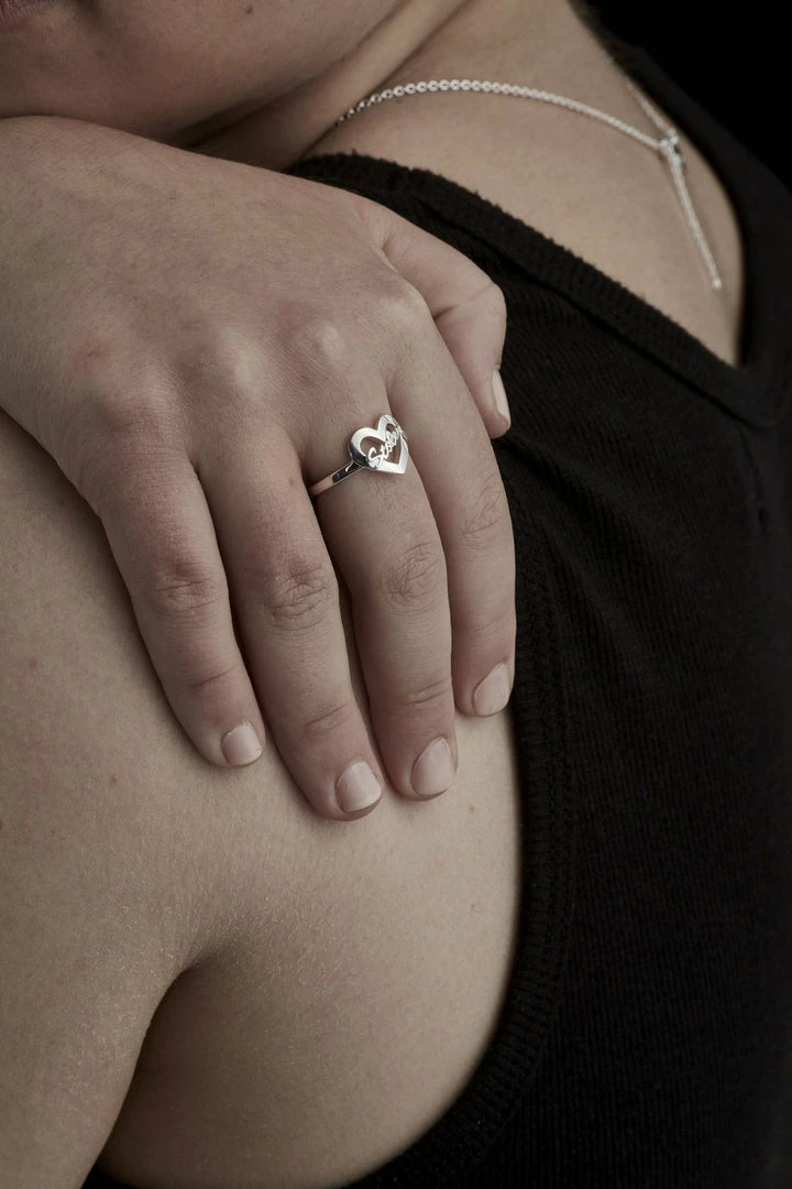 Stolen Heart Script Ring