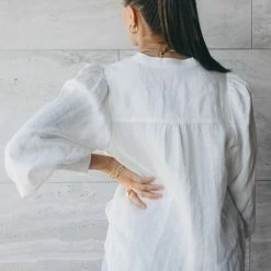 Among The Brave Hero White Linen Pintuck Puff Sleeve Shirt Fashion
