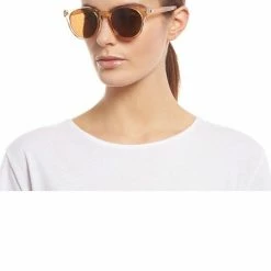 Le Specs Hey Macarena Polarized Round Blonde Brown Lens Sunglasses