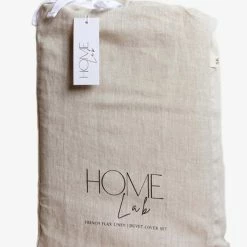 Home Lab Cushion, Throws & Linen 100% French Linen Duvet Cover Set King Natural Oatmeal
