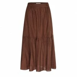 Ivy + Jack Hope Chocolate Linen Tiered Midi Skirt Fashion
