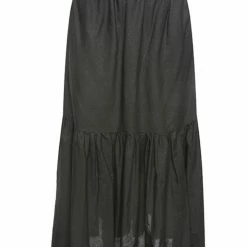 Ivy + Jack Hope Black Linen Tiered Midi Skirt