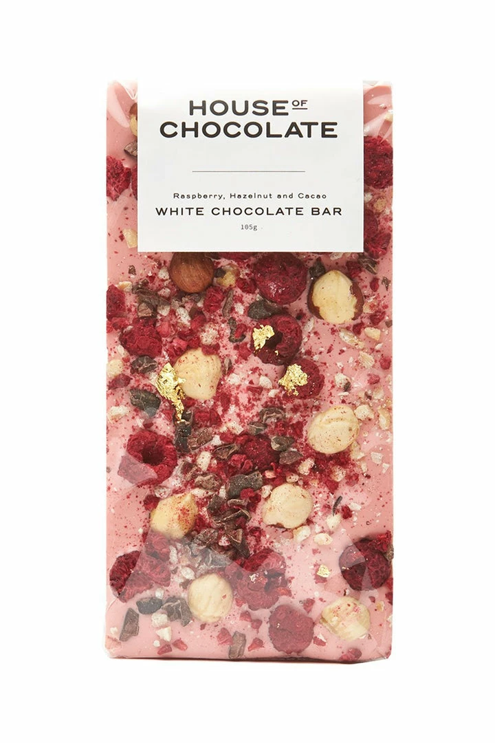 House Of Chocolate Eat & Drink White Chocolate, Raspberry And Hazelnut Bar