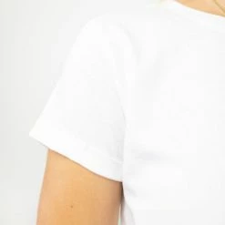 Humble + Heart Fashion Roxy Rolled Sleeve White Crop Organic Tee