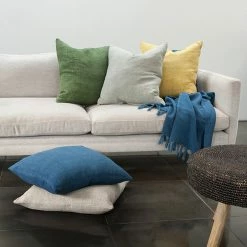 Mulberi Cushion, Throws & Linen Indira Ochre Linen Cushion 55x55cm