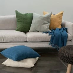 Mulberi Indira Linen Cotton Blend Indigo Blue Throw 130x190cm