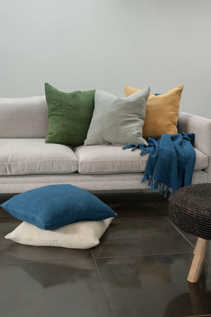 Mulberi Indira Linen Cotton Blend Indigo Blue Throw 130x190cm