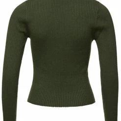 Among The Brave Inspired Dark Khaki LS Rib Knit Crew Neck Top Fashion