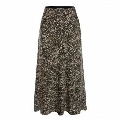 Ivy + Jack Fashion Ivy Black Mini Leopard Satin Midi Bias Skirt