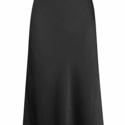 Ivy + Jack Ivy Black Washer Satin Midi Bias Skirt