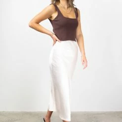 Ivy + Jack Ivy Champagne Satin Bias Midi Skirt
