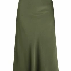 Ivy + Jack Fashion Ivy Khaki Washer Satin Midi Bias Skirt