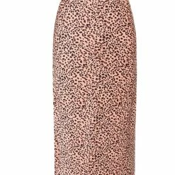 Ivy + Jack Fashion Ivy Peach Leopard Satin Midi Bias Skirt