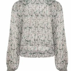 Ivy + Jack Fashion Jade Emerald Leaf LS Raglan Shirred V Neck Elastic Hem Top