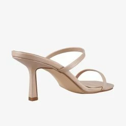 St Sana Accessories Jamie Blush Thin Double Strap Loe Stiletto Heels Vegan Leather