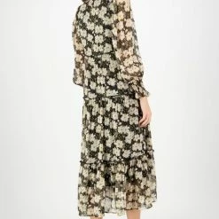 Ivy + Jack Jessie Ivory Gardenia LS Tiered Midi Dress