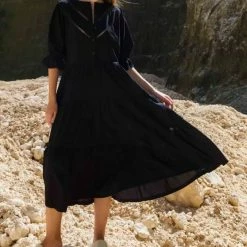 Blak Rosalita Black Ladder Lace Midi Dress