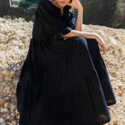 Blak Rosalita Black Ladder Lace Midi Dress