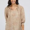 Foxwood Kaiya Beige Animal LS Top