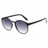 Le Specs Swizzle Thin Round Matte Black Smoke Gradient Lens Sunglasses