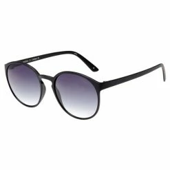 Le Specs Swizzle Thin Round Matte Black Smoke Gradient Lens Sunglasses