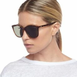 Le Specs Entitlement Cats Eye Milky Tort Khaki Lens Sunglasses