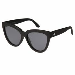 Le Specs Liar Liar Oversized Cat Eye Black Rubber Smoke Polarised Lens Sunglasses