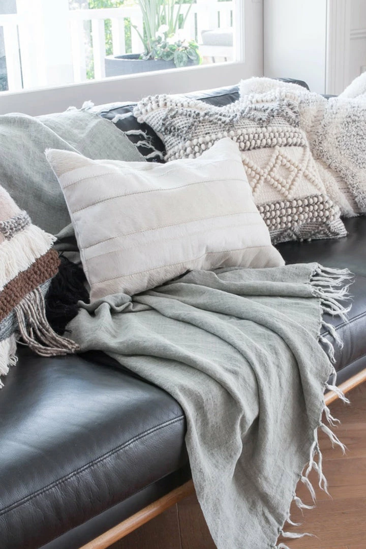 Mulberi Cushion, Throws & Linen Leblon Natural White Grey Textured Cushion 45x45cm