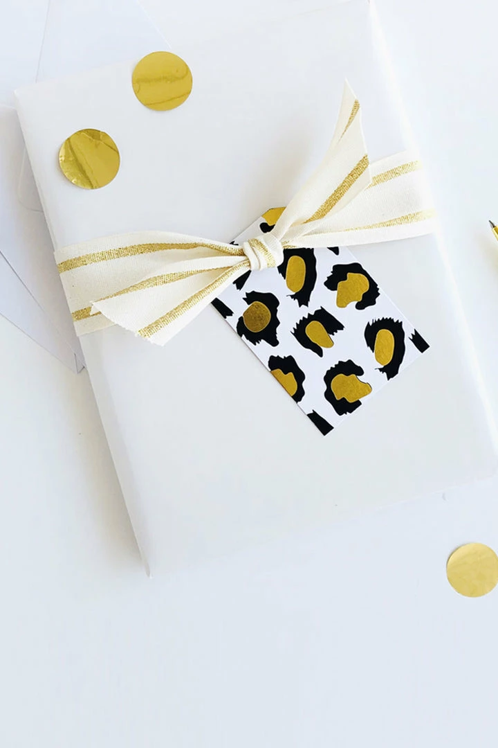 Elm Paper Leopard Gold Foil Gift Tag