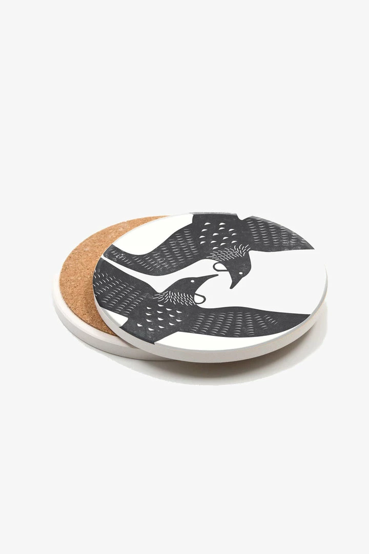 100% NZ Linocut Kereru Ceramic Coaster Table & Kitchen