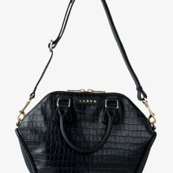 Saben Accessories Liv Black Croc Leather Hand Bag