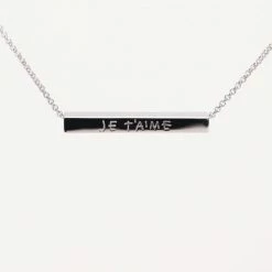 Federation Accessories Love Always Bar Necklace Je T'aime Sterling Silver