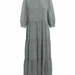 Among The Brave Lucid Khaki Ditsy Print Puff Sleeve Tiered Maxi Dress