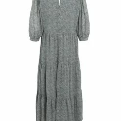 Among The Brave Lucid Khaki Ditsy Print Puff Sleeve Tiered Maxi Dress