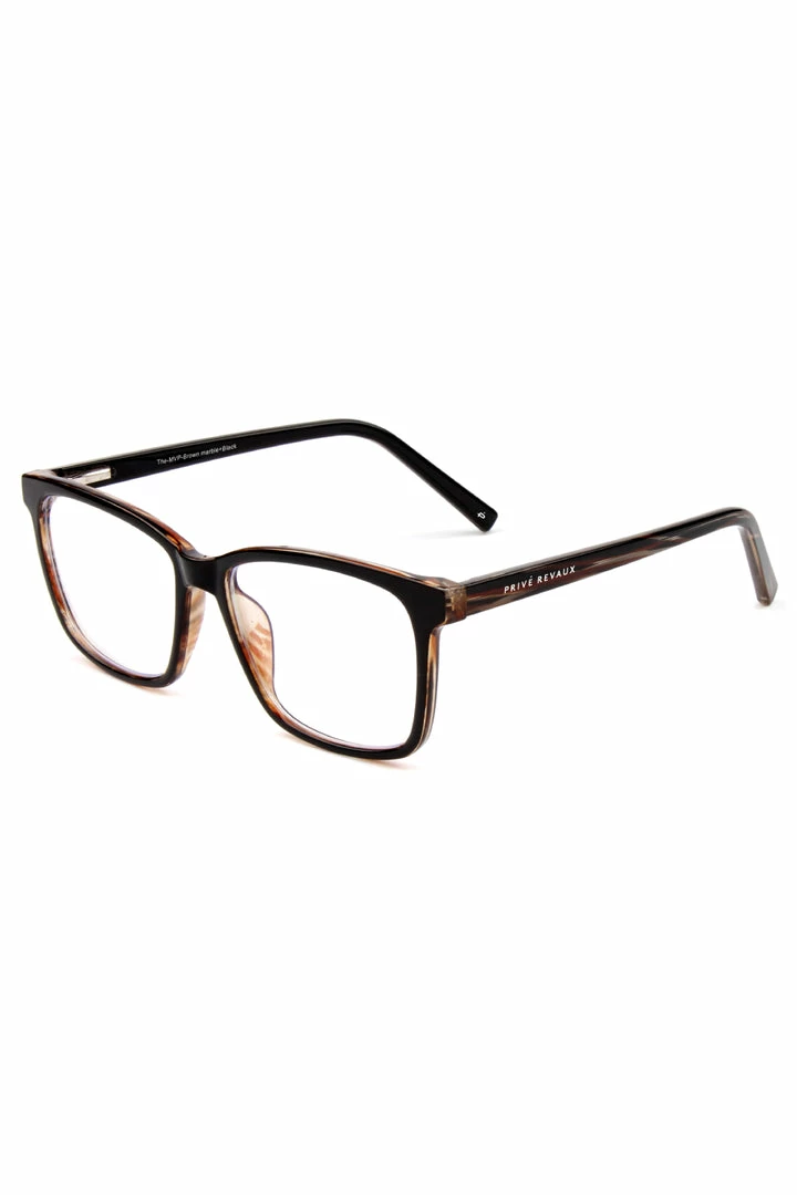 Prive Revaux MVP Square Chestnut Brown Blue Light Sunglasses